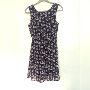 Retro art deco floral print sleeveless dress